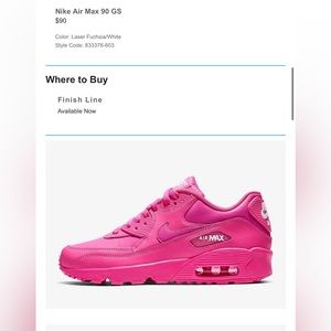 Hot Pink Nike Air Max 90 GS EUC- Rare find